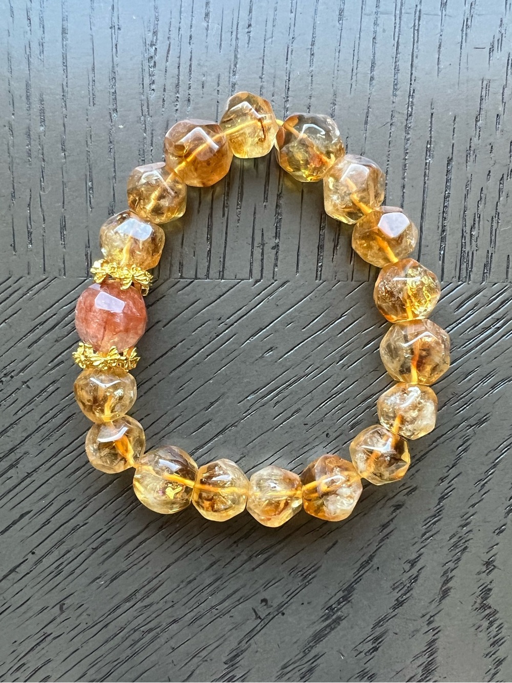 Fluorite bracelet with fire quartz bracelet 9-11mm SIZE 7’